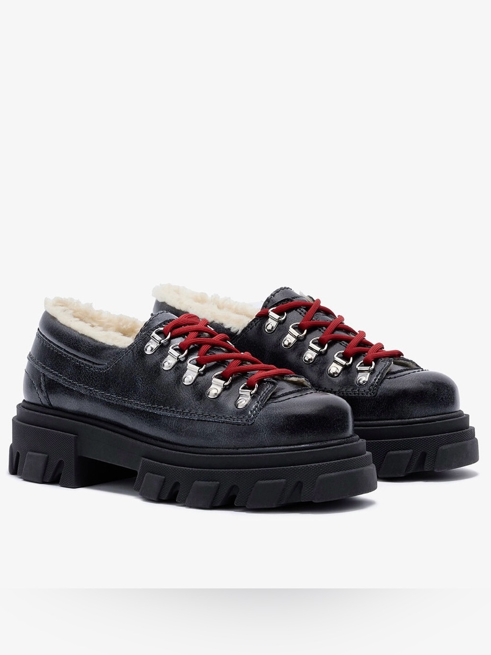 🆕{Ganni} Cleated Shearling Derby Shoes in Grey